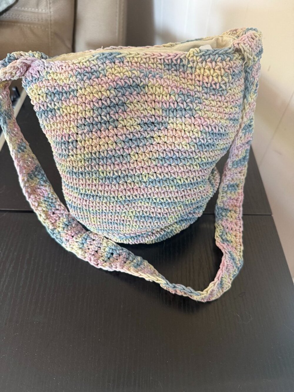 Wild fable Crochet purse shoulder bag boho pastel lined clean